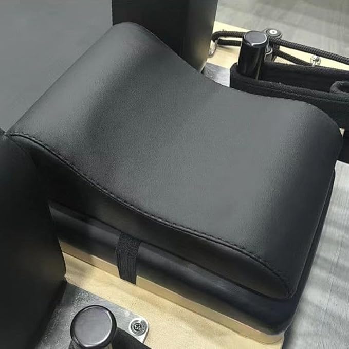 Pilates Head Cushion, Pilate Head and Neck Support Pillow, Black PU Leather Cushion for Pilates Reformer Accessories, Assist Headrest Neck Reformers Support for Home Gym Sports