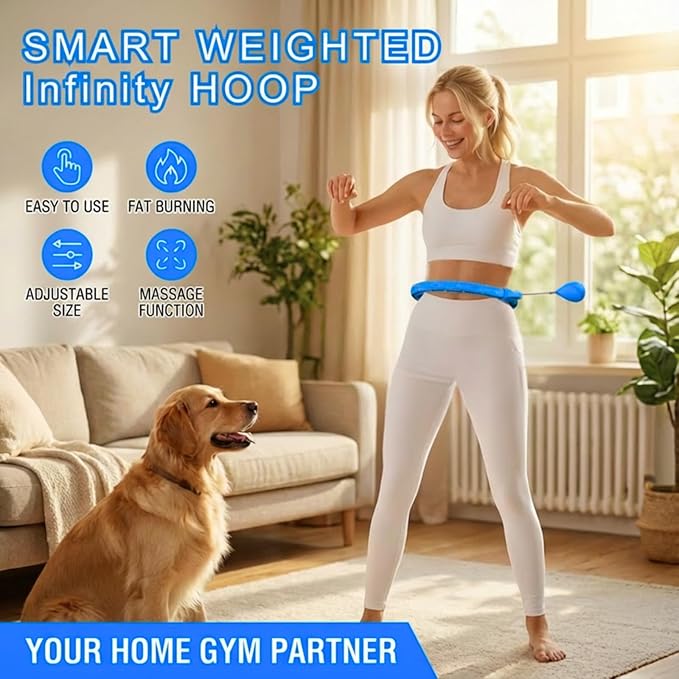 Fit Hoop Weighted Waist Circle/Infinity Hoop with 11/18 Links(30-50 Inch) for Adults Weight Loss，Weighted Hoops for Women,Infinity Hoop with Counter Smart Exercise Equipment