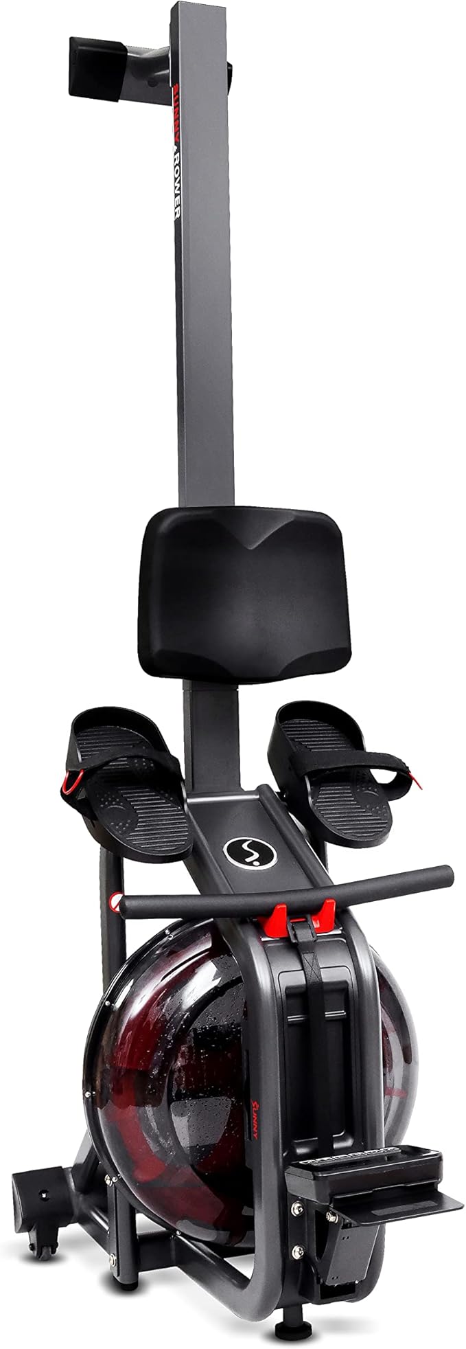 Sunny Health & Fitness AquaStrive Series Smart Water Rower, 300LB Capacity Plus Dynamic Hydro Resistance for Home Cardio Workout, Free SunnyFit Training App Connection