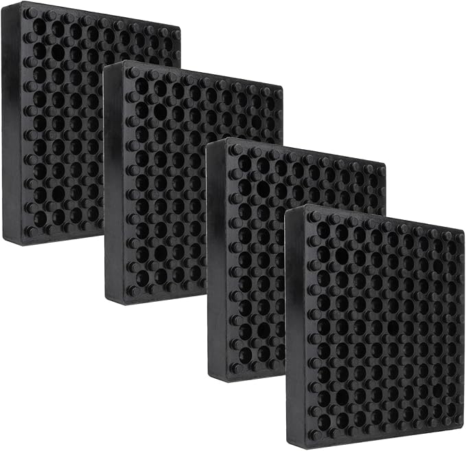 4 Pack Exercise Equipment Mat, Heavy Duty Thick Steel Embedded Rubber Pad, for Treadmills, Washing Machines, dryers, Non Slip Noise Reduction, 4 x 4 x 0.8 Inches