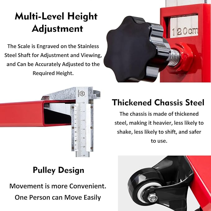 Vertical Jump Trainer, Adjustable Height, Metal Gym School Vertical Jump Tester, Sports Athlete Training Vertical Jump Tester 3.9-11.5 Feet, Portable Jump Strength Training Equipment Tool, red