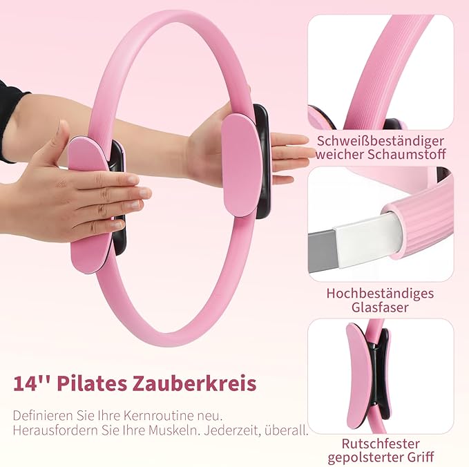Pilates Ring Set for Women, Pilates Equipment with 5 Resistance Bands & Accessories, Pilates Ball, 14'' Magic Circle Hoop, Pilates Starter Kit for Beginners at Home