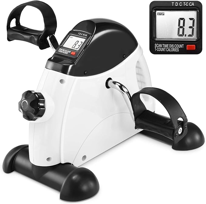 Under Desk Bike Pedal Exerciser，Mini Exercise Bike，Portable Foot Peddler Desk Bike for Physical Therapy Leg and Arm Exercisers，Adjustable Sitting Pedal Exerciser for Elderly Men Women