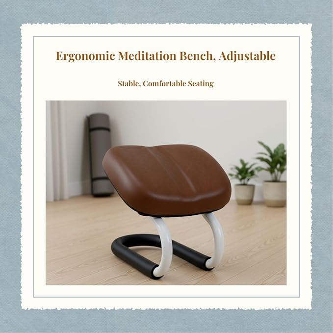 Ergonomic Meditation Bench, Folding Kneeling Stool for Prayer and Stretching,Comfortable Padded Seat, Wooden Chair for Adults and Kids, Non-Slip Stable Design for Home, Studio, and Tea Ceremony