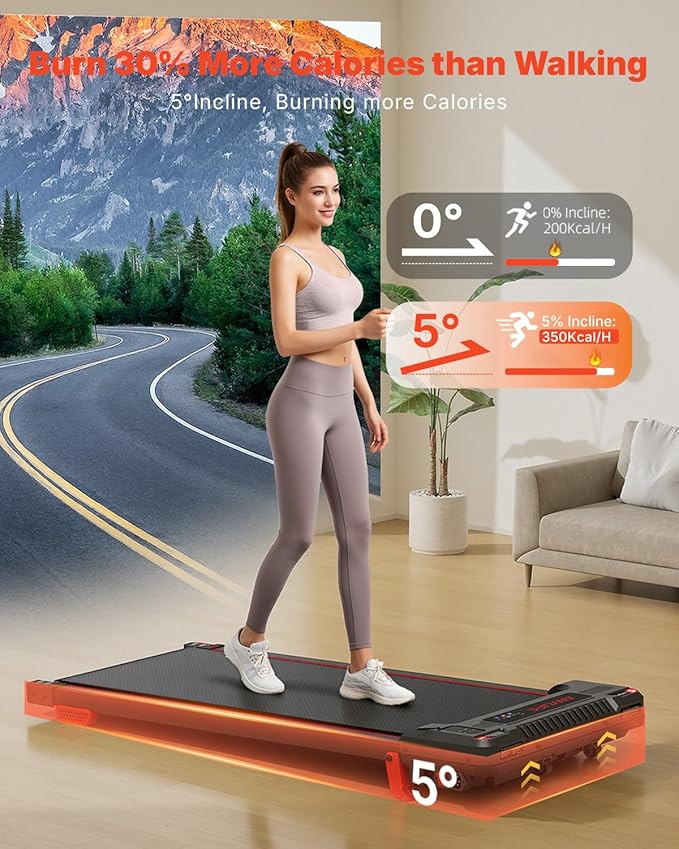 Walking Pad Treadmill, Anylife Incline Walking Pads Under Desk 330lb Capacity, 2.5HP Portable Treadmills for Home, Compact Treadmill Small Running Pad with LED Display, Remote Control