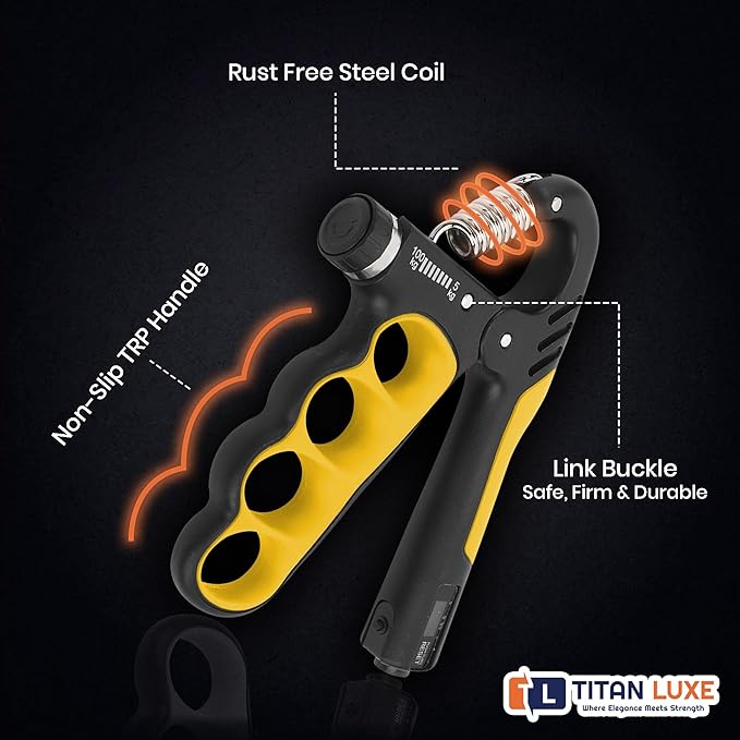 Grip Strength Trainer – Adjustable Resistance Hand Grip Strengthener (11-220 Lbs/5-100KG) with Auto Electronic Counter | Forearm & Finger Exerciser for Athletes, Musicians, Injury Recovery