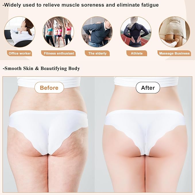 4Pcs Wood Therapy Massage Tools Lymphatic Drainage Massager Wooden Massager Body Sculpting Tools for Maderoterapia,Anti-Cellulite,Pain Relief(4-in-1 Massager)