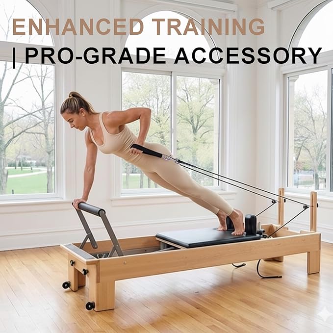 Heavy Duty Pilates Reformer Replacement Rope, 8mm Thick Nylon Cord with Stainless Steel Snap Hook, 110” Universal Length, Durable Low-Wear Cable for Pilates Reformer Machines