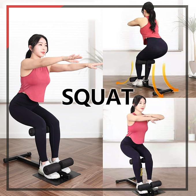 INNOLIFE Sissy Squat Machine Adjustable Height, Protective Foam Thick Steel Fitness Home Gym