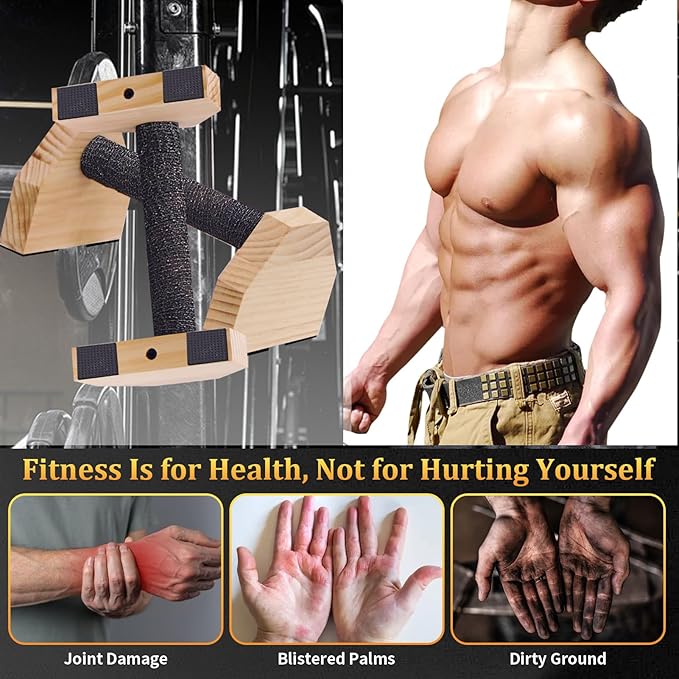 Push-up Stand, 2 PCS Wood Pushup Bars Non-Slip Base Exercise Home Workout Equipment