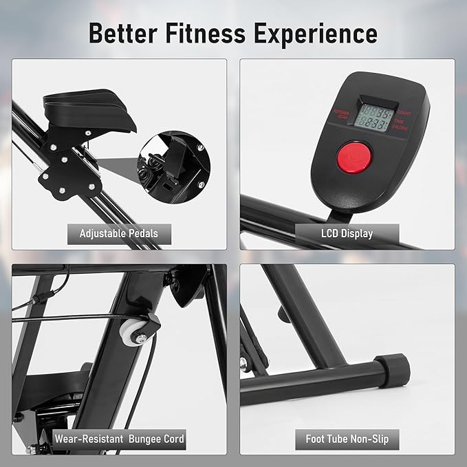 BODIOO Stair Stepper for Home Gym, Stair Climber with Adjustable Handlebar & Dual Incline Pedals, Compact Folding Cardio Exercise Climber for Full-Body Workout