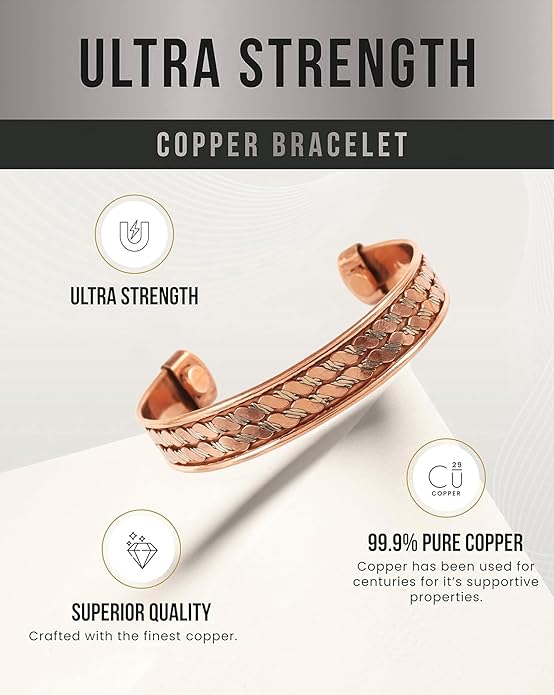 Touchstone copper bracelets | gift for men women |adjustable 100% pure solid real magnetic jewelry | handmade bracelet set combo | rope braided tibetan bangles.