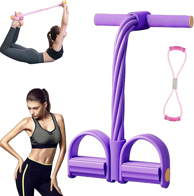 Multifunction Pedal Resistance Band,Fitness Resistance Bands,Fashion Puller Exercise,8 Tube Pedal Resistance Device,for Training,Tummy,Waist, Arm,Leg Slimming,Home Gym Exercise Equipm