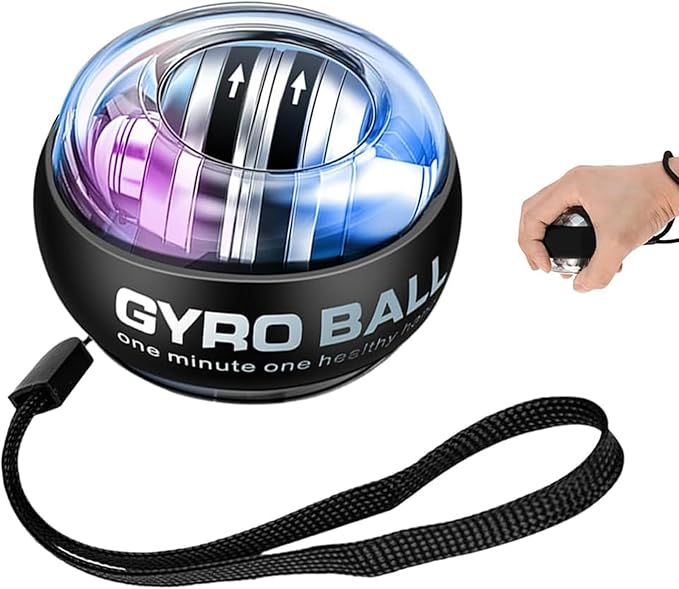 Auto-Start Gyroscopic Wrist Ball Exerciser with Adjustable Resistance for Forearm and Grip Strength