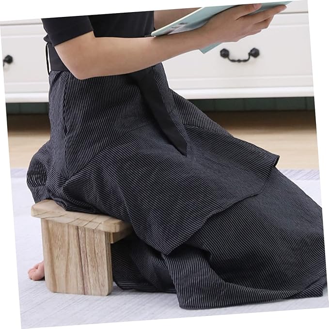 ibasenice Wood Meditation Bench Folding Legs Ergonomic Kneeling Stool for Zen Practice Tea Ceremonies and Household Use Non-Skid Design Portable Wooden Seat