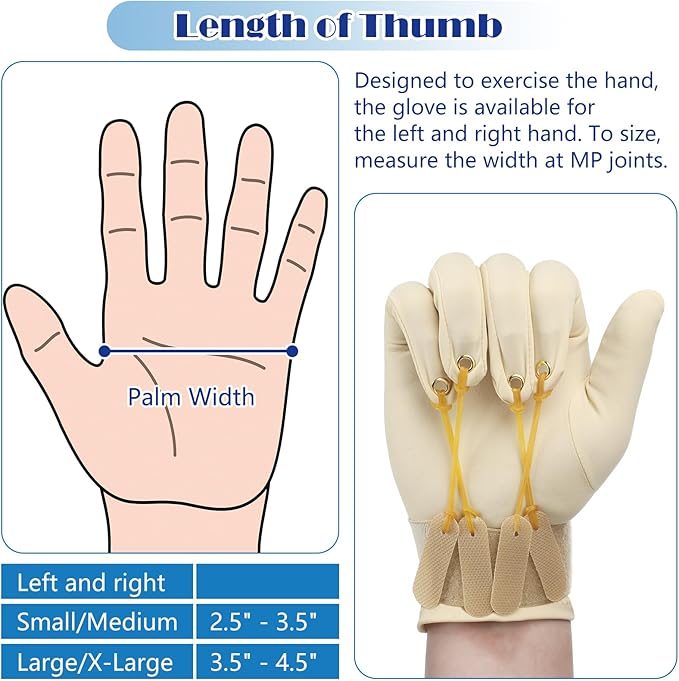 Panitay 2 Pair Traction Exercise Glove Hand Finger Strengthening Thumb Flexion Physical Therapy Glove for Increasing Strength