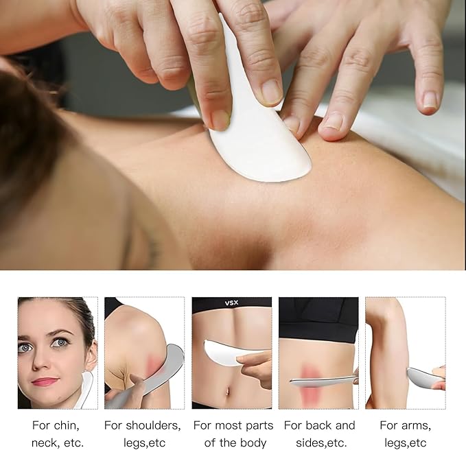 2-in-1 Stainless Steel Gua Sha Muscle Scraper Tool Set - for Myofascial Release, Physical Therapy & Deep Tissue Massage（S&D）