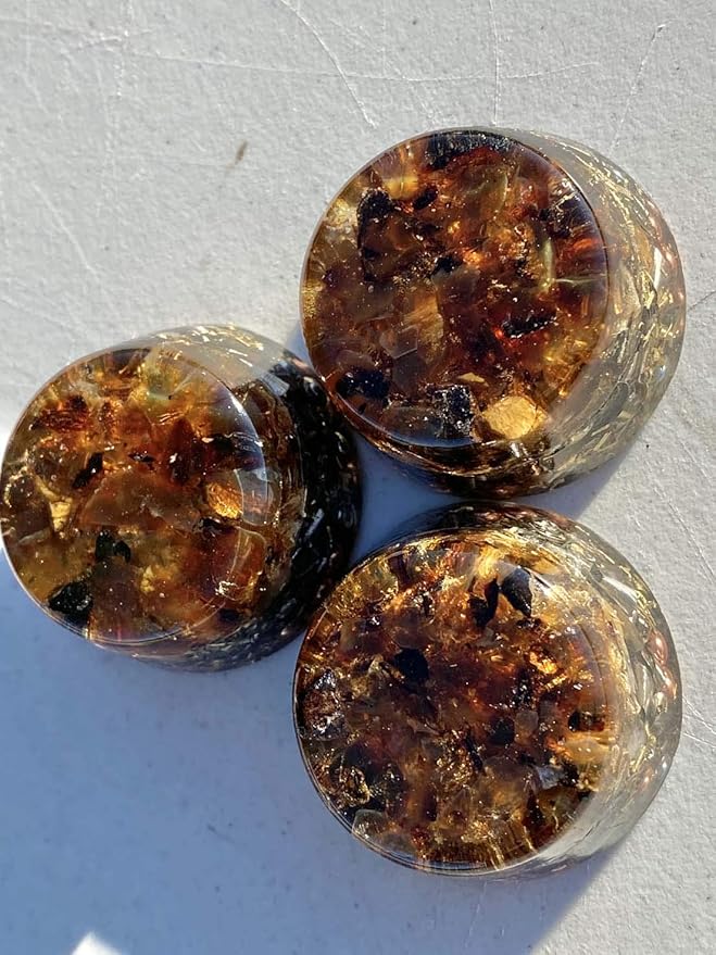 Amber Orgone Generator Energy Accumulator 528Hz/7.83Hz/Advance Harmonics Many Beautiful Ingredients and Colors! (Amber)
