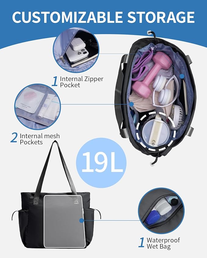 sportsnew Yoga Mat Bag Tote Yoga Gym Bags For Women Men with Waterproof Wet Pocket & Hook-and-loop, Quick Access Storage Yoga Mat Bag Carrier