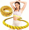 3.3 lbs Spring Soft Hula Hoop for Adults, Foldable Weighted Fitness Hoop with Video Tutorial, Soft Material Protects Lower Back, Home & Travel Workout