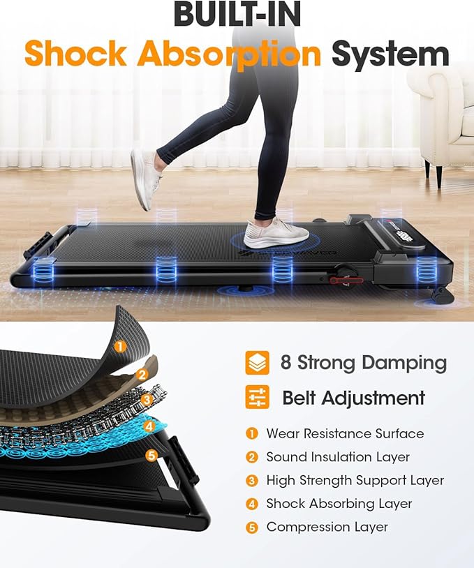 2.5HP Walking Pad with Incline 330lbs, 3 in 1 Walking Pad Treadmill 5-Level Big LED, Under Desk Treadmill for Home,Hike/Jog/Run,Portable,Small, with Remote Control,Assembly Free,Wider Belt