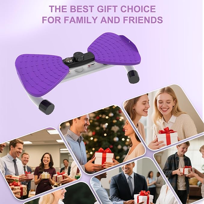 Waist Twister Machine, Adjustable Exercise Twist Board for Women Men, Noiseless Ab Twister for Home Gym Equipment, 330 lbs Capacity | Track Time, Reps, Calories with Digital Display (Purple)