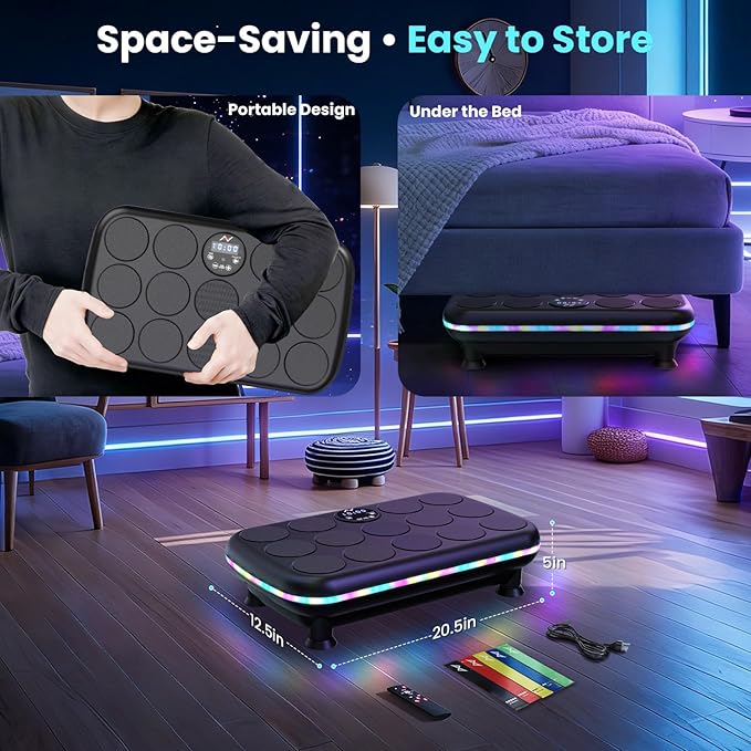 AXV Vibration Plate Fitness Platform Exercise Machine Vibrating Shaking Full Body Shaker Workout Vibrate Stand Shake Board Sport Gym for Weight Loss Fat Burner for Women Men (Pebble)