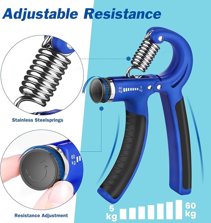 AIXPI Grip Strength Trainer, Hand Grip Exerciser Strengthener with Adjustable Resistance 11-132 Lbs (5-60kg), Forearm Strengthener, Hand Exerciser for Muscle Building and Injury Recover 1 PACK