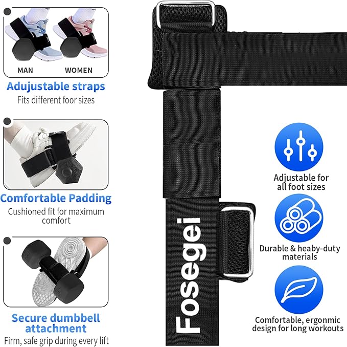 Dumbbell Foot Attachment for Leg Workout, Extension Monkey Foot Dumbbell Attachment Straps for Gym Trainer and Beginners Dumbbell Ankle Strap for Fitness Training