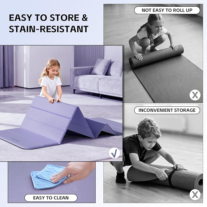 Extra Thick Foldable Yoga Mat (10mm), SGS Certified TPE, Non-Slip & No Smell, 12-Fold Design for Ultra Portability And Easy Storage | for Yoga, Gym, Pilates, and Home Workouts, 76" x 26"