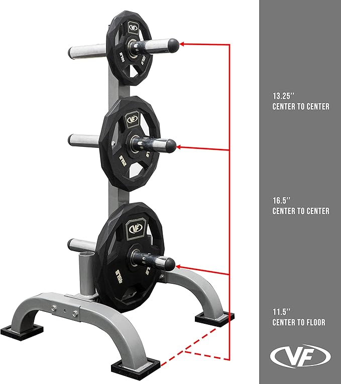 Valor Fitness Weight Plate Rack with Barbell Holders – Heavy-Duty Steel Storage Tree with 6 Pegs and 2 Vertical Bar Sleeves for Standard and Olympic Plates – 800 lb Capacity for Home & Garage Gyms