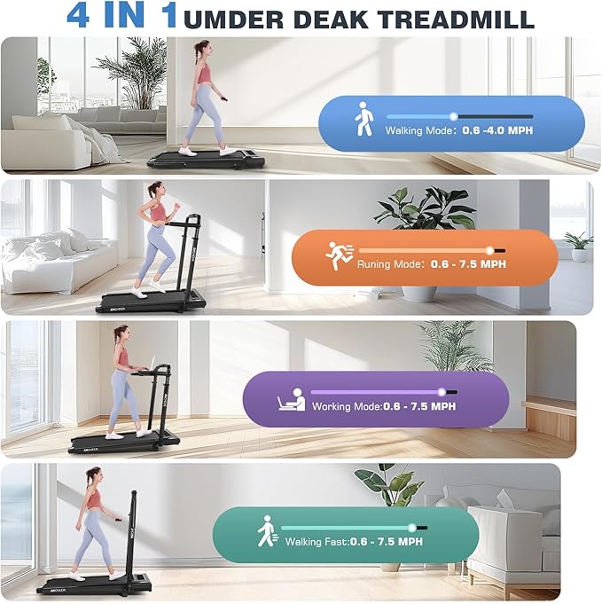 ANCHEER Treadmill with 12%/15% Incline, Folding Walking Pad with Handle Bar, 320-450lb Capacity Under Desk Foldable 3.5HP Treadmills for Home/Office/Gym,Installation-Free