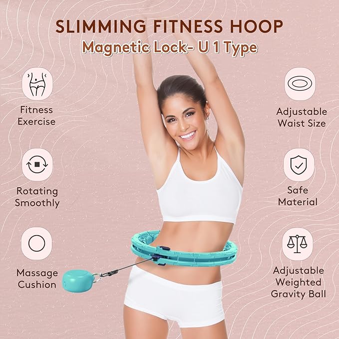 30/24/12 Knots, Upgraded Magnetic Lock Weighted Hula Hoop for Kids Adults Weight Loss, Infinity Hoop Plus Size, Home Indoor Outdoor, Fitness Exercise, Abdominal Toner