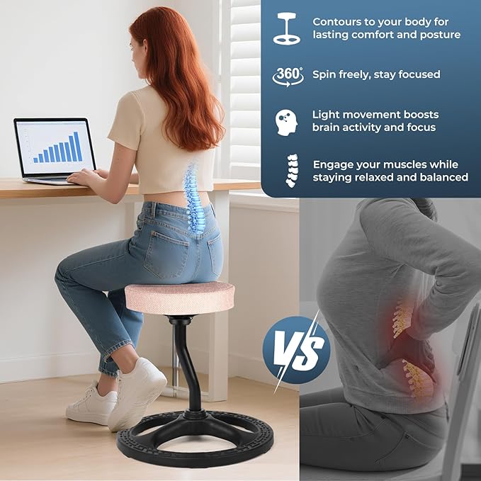 ADHD Chair for Kids, Yoga Chairs for Adults, Wobble Stool Active Flexible Seating Desk Chair with Non-Slip Base and Washable Seat Cover for Stability, Balance, Yoga, Office, School, Classroom