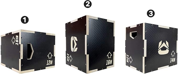 Wooden Plyo Box, 31 Plyometric Jump Training Squat, Step Up, Jumps & More Workout Size S, M, L, XL