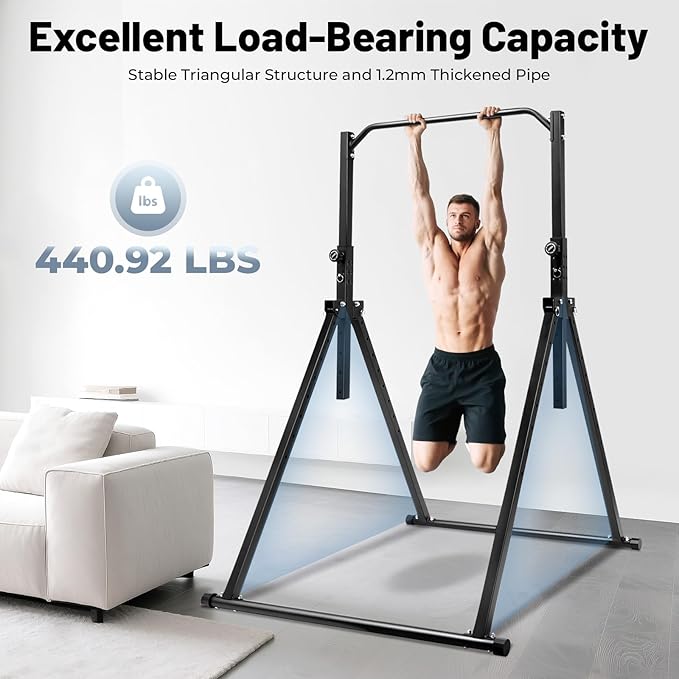 Foldable Pull Up Bar, Power Tower Workout Dip Station, Height Adjustable Chin Up Bar for Home, Multifunction Fitness Tower Station Gym Training Workout Equipment