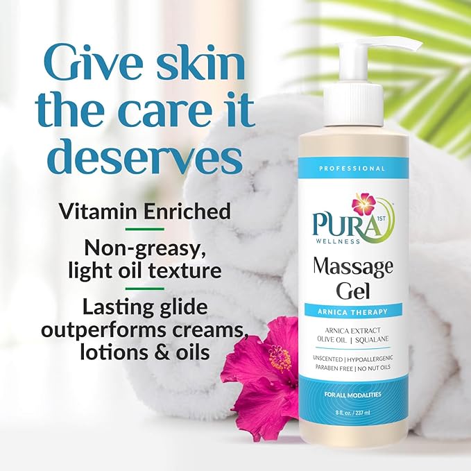 Arnica Therapy 8 Fl oz Massage Gel, Arnica Extract, Professional, Massage Therapy, Deep Tissue, Unscented, Hypoallergenic, Natural Ingredients, Skin Hydrating, Moisturizing, Muscle Relief