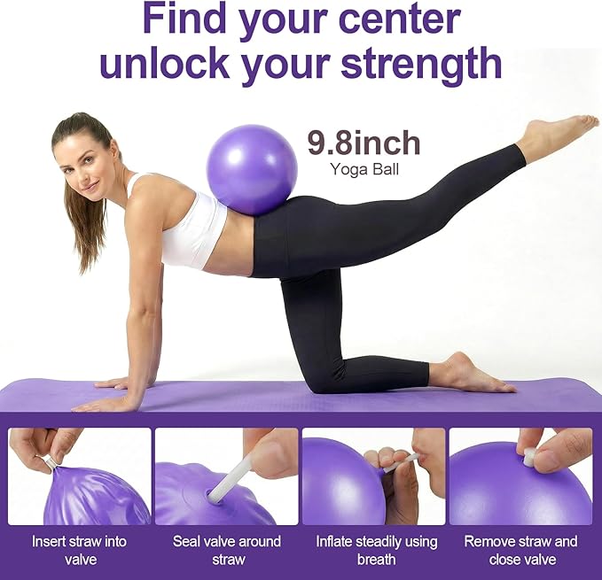 Home Pilates Ring and Ball Set for Women with 5 Resistance Bands 13 inch Magic Circle Workout Starter Kit for Beginners Full Body Toning 15 Min Daily Routine