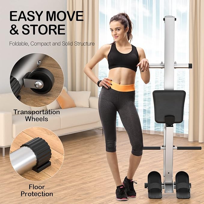 Foldable Rowing Machine for Home Use, Hyper-Quiet Rower with LCD Monitor, 300LBS Capacity Compact Home Rowing Machines