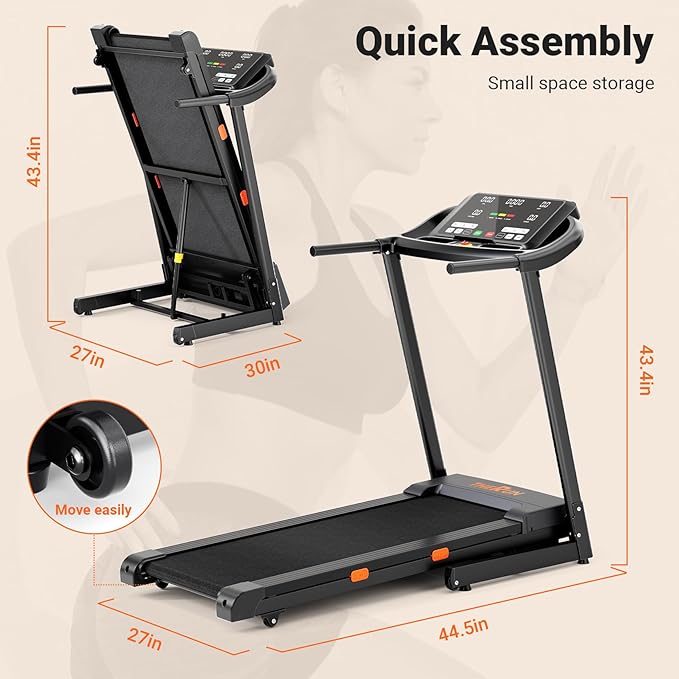 THERUN Incline Treadmill, 0-12% Incline Treadmill for Running and Walking, 300 lbs Weight Capacity, Wide Belt,3.0HP,18" LED Screen, 2 Layers Shock-Absorbing Red