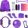 18-Piece Home Pilates Essentials Kit for Women - Complete Workout Equipment Set with Resistance Band, Yoga Ball, Ring, and Anti-Slip Socks (Pink)