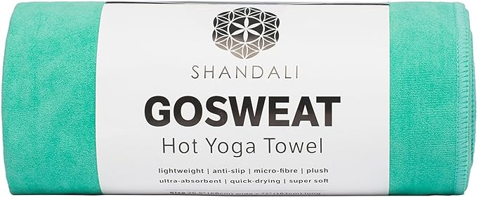 Shandali GoSweat Non-Slip Hot Yoga Towel with Super-Absorbent Soft Suede Microfiber in Many Colors, for Bikram Pilates and Yoga Mats.