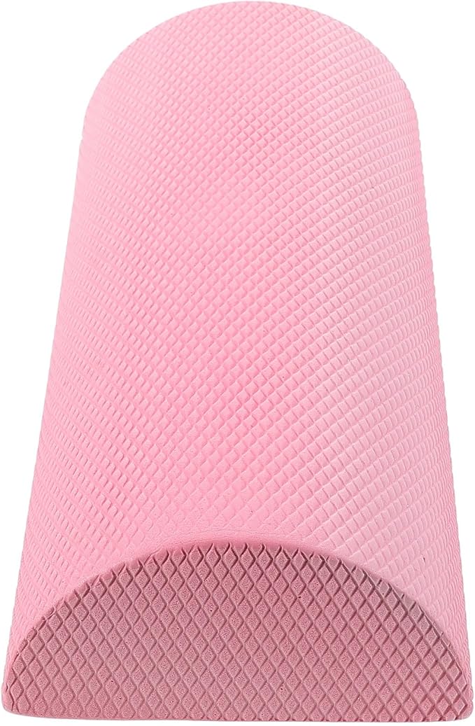 Semicircle Foam Roller for Lumbar Support and Muscle Massage, 30X6.3 Inch Pink Half Roller for Fitness, Core Stability and Back Exercise at Home