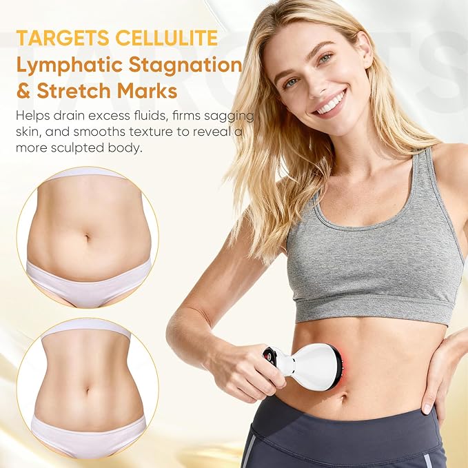Lymphatic Drainage Massager - Anti Cellulite Massage Tool & Body Sculpting Machine with 30-Level Microcurrent, Light Heat & Vibration for Legs Arms & Belly Body Helps Reduce Stretch Marks & Cellulite