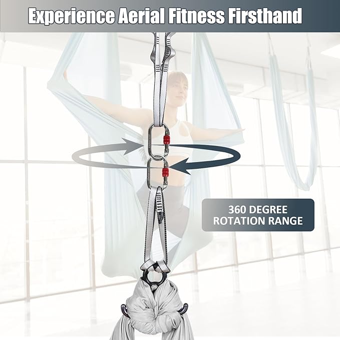 Aerial Silks Kit & Aerial Yoga Hammock - 11Yd Premium Fabric with Hardware - Easy Setup for Flying Yoga, Aerial Swing & Fitness - Supports Up to 14ft Rigging