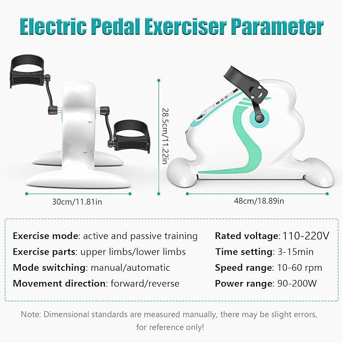 Under Desk Bike Pedal Exerciser, Mini Exercise Peddler with LCD Display, 12 Levels Speed Adjustment, Portable Exercise Pedal Bike for Legs and Arms, White