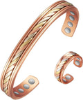 Copper Bracelet for Women, Pure Copper Suit Adjustable Braid Magnetic Bracelet Ring, Fashion Jewelry Present (CPB-R1009 0208)