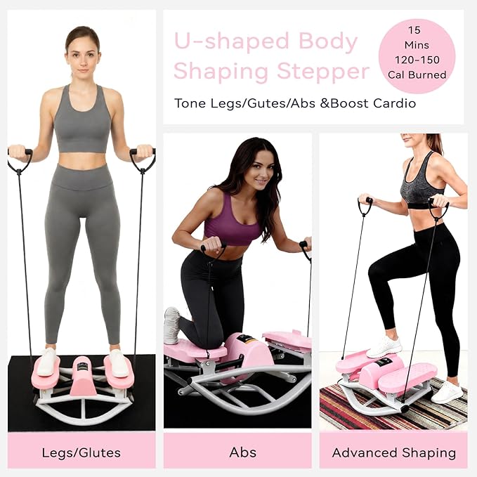 Rock Stepper Side to Side – Lateral Stepper & Glute Trainer with Resistance Bands, Low Impact Side to Side Stepper for Home Exercise, Quiet Step Rocker Machine No Assembly 250LBS