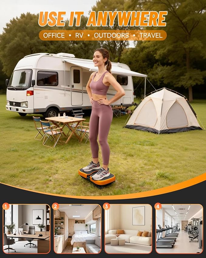 Portable Cordless Vibration Plate – Wireless, Rechargeable, 4 Speed Levels, for Body Massage, Relaxation & Circulation Boost