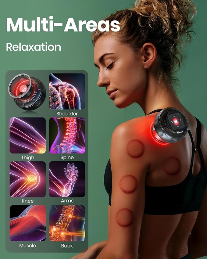 4 Pack 5-in-1 Smart Dynamic Cupping Set, Electric Cupping Device with Red Light, Heated Cupping Massager with 12-Level Suction & Heat, Cupping Machine for Pain Relief, Muscle Soreness, Knots, Aches